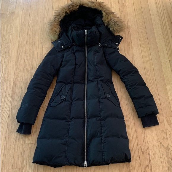 Mackage Duck Down Filled Hooded Longline Puffer Coat Size XS Black - Picture 1 of 16
